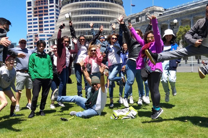 a group of people in a field