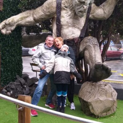 a group of people in a park